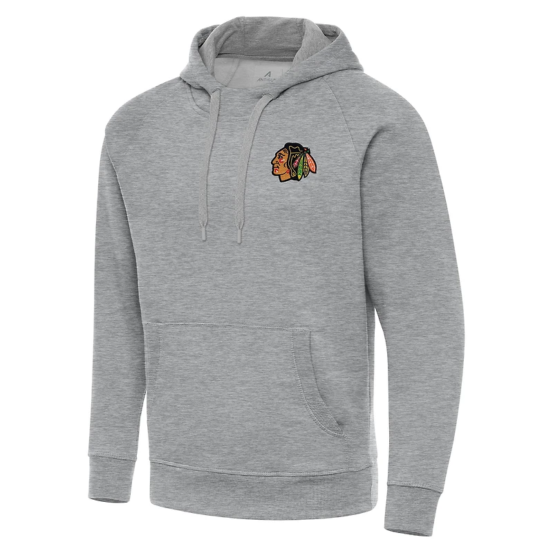Men's Antigua Heather Gray Chicago Blackhawks Big & Tall Victory Pullover Hoodie