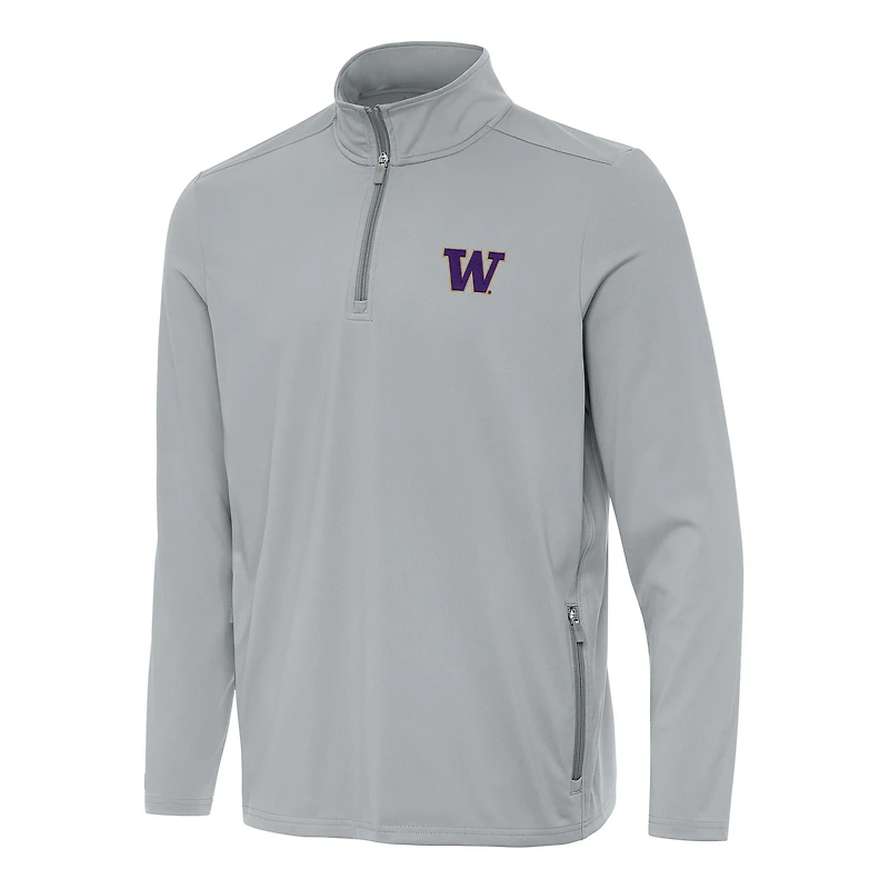 Men's Antigua  Gray Washington Huskies Perilous Quarter-Zip Sweatshirt