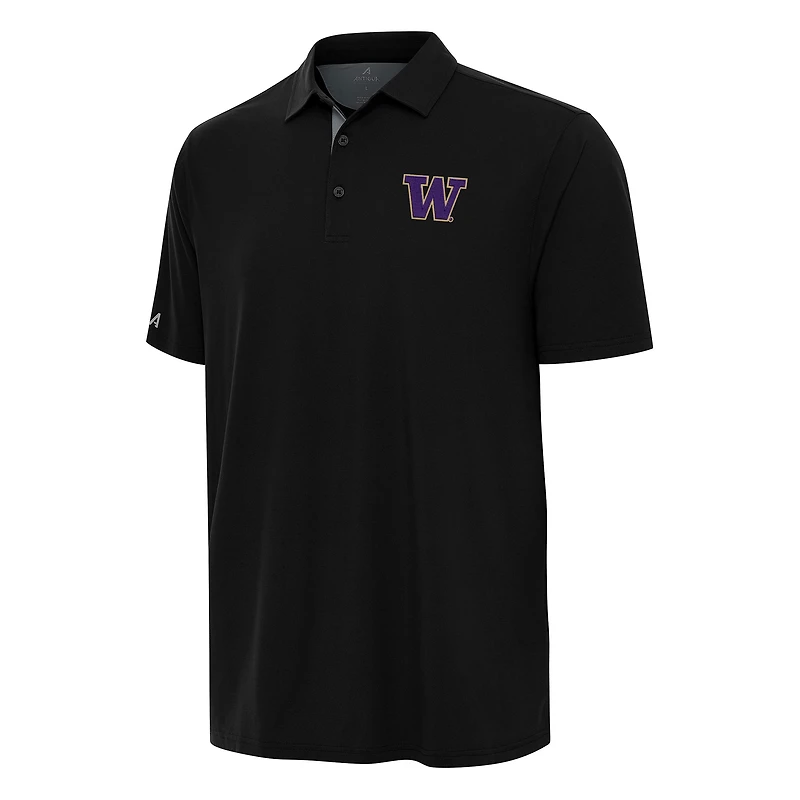 Men's Antigua Black/Gray Washington Huskies Era Polo