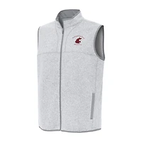 Men's Antigua Heather Gray Washington State Cougars Fortune Full-Zip Vest