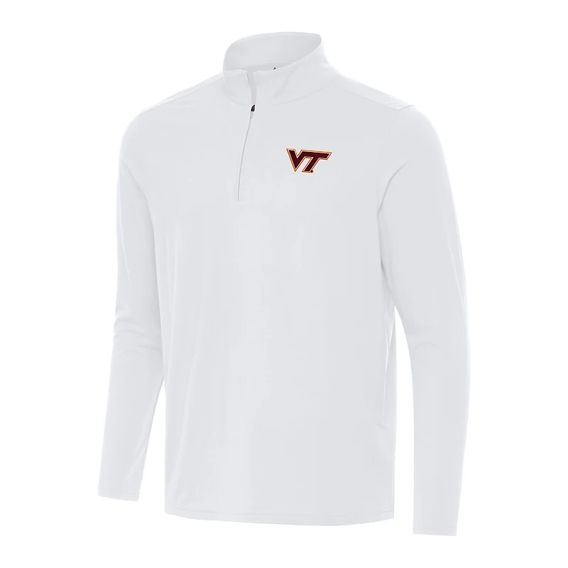 Men's Antigua White Virginia Tech Hokies Intent Quarter-Zip Top