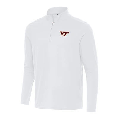 Men's Antigua White Virginia Tech Hokies Intent Quarter-Zip Top