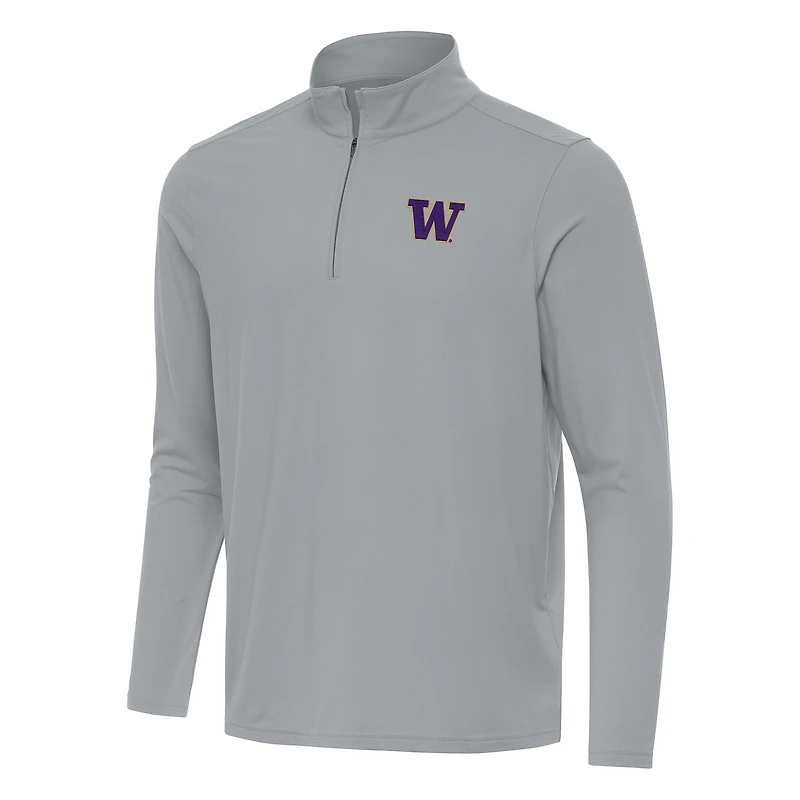 Men's Antigua Gray Washington Huskies Intent Quarter-Zip Top