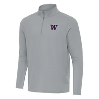 Men's Antigua Gray Washington Huskies Intent Quarter-Zip Top