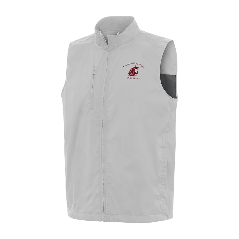 Men's Antigua Gray Washington State Cougars Brisk Full-Zip Vest