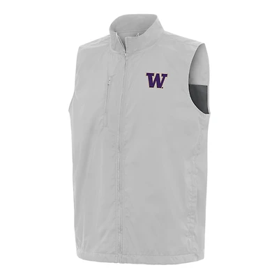 Men's Antigua  Gray Washington Huskies Brisk Full-Zip Vest