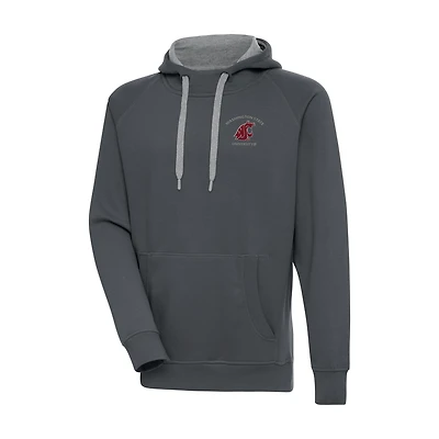 Men's Antigua Charcoal Washington State Cougars Big & Tall Victory Raglan Pullover Hoodie