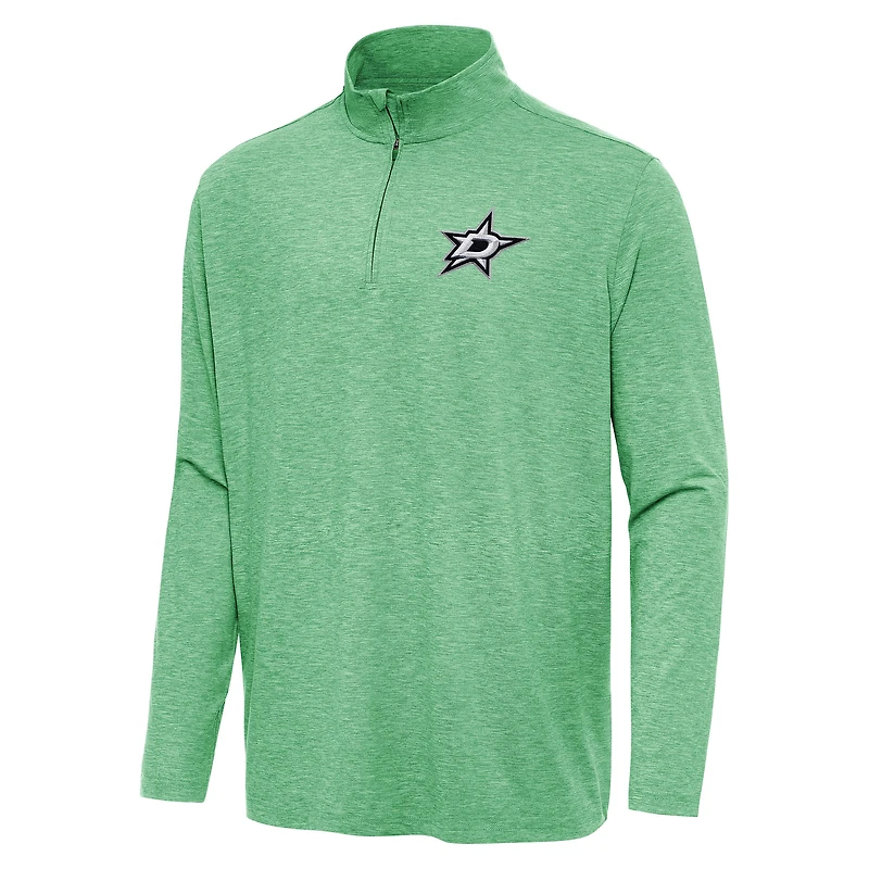 Men's Antigua  Heather Kelly Green Dallas Stars Hunk Quarter-Zip Top