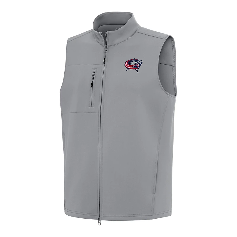 Men's Antigua Gray Columbus Blue Jackets Demand Full-Zip Vest