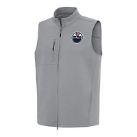 Men's Antigua Gray Edmonton Oilers Demand Full-Zip Vest