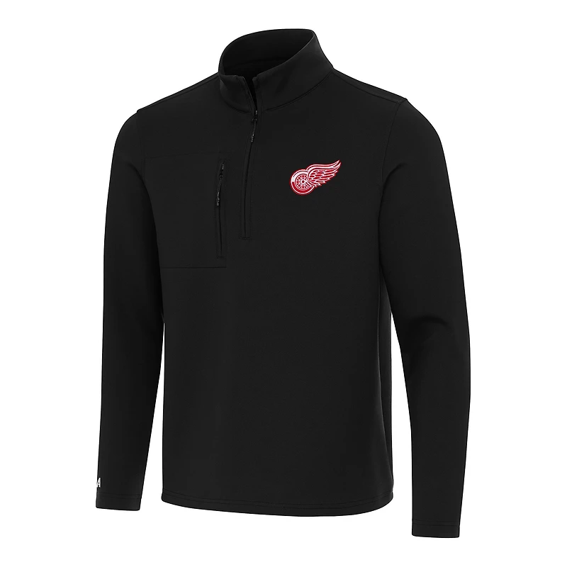 Men's Antigua Black Detroit Red Wings Insider Quarter-Zip Top