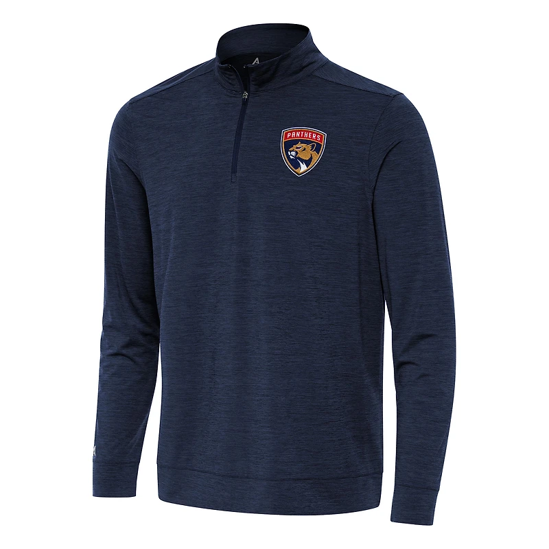 Men's Antigua Heather Navy Florida Panthers Bright Quarter-Zip Top