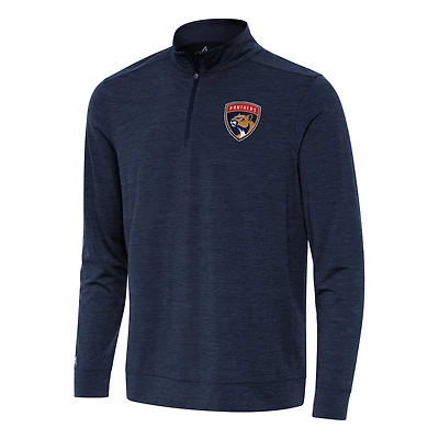 Men's Antigua Heather Navy Florida Panthers Bright Quarter-Zip Top