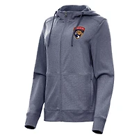 Women's Antigua Heather Navy Florida Panthers Seeker Full-Zip Hoodie