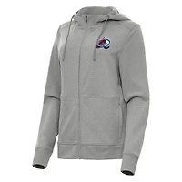 Women's Antigua Heather Gray Colorado Avalanche Seeker Full-Zip Hoodie