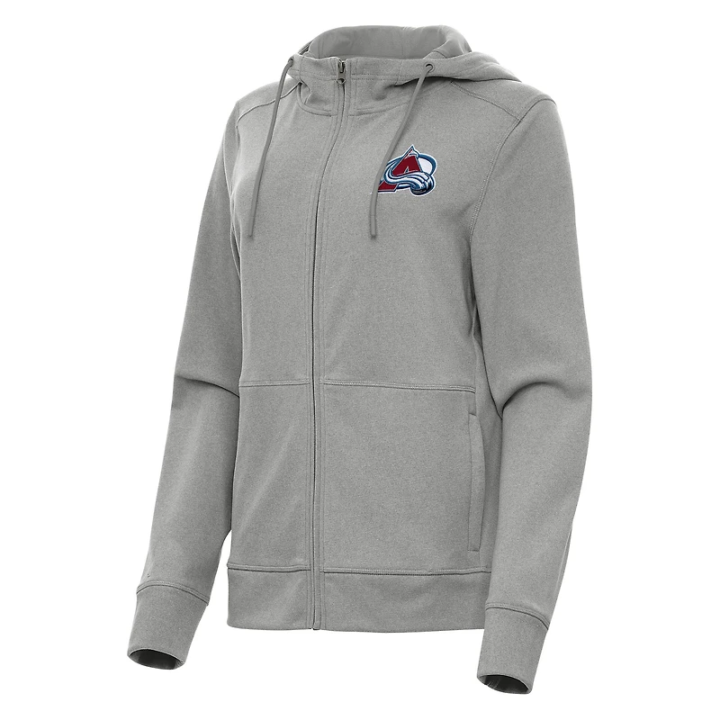 Women's Antigua Heather Gray Colorado Avalanche Seeker Full-Zip Hoodie