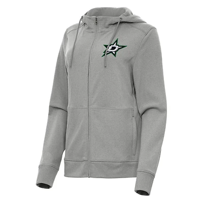Women's Antigua Heather Gray Dallas Stars Seeker Full-Zip Hoodie