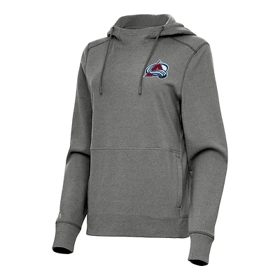 Women's Antigua Heather Black Colorado Avalanche Justice Pullover Hoodie