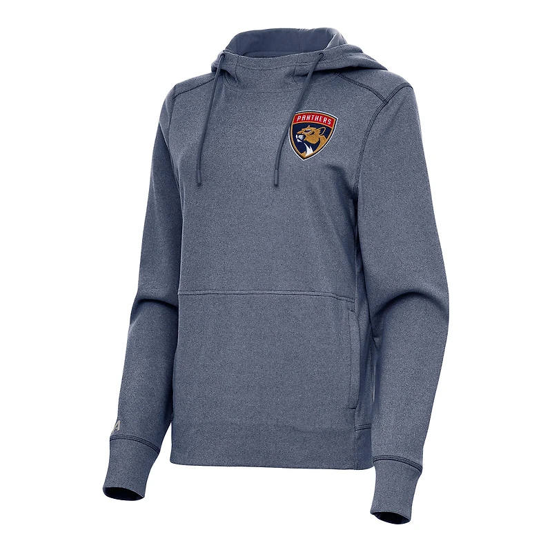 Women's Antigua Heather Navy Florida Panthers Justice Pullover Hoodie