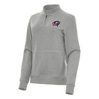 Women's Antigua Heather Gray Columbus Blue Jackets Crush Quarter-Zip Fleece Sweatshirt
