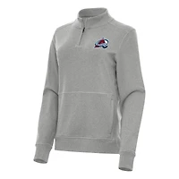 Women's Antigua Heather Gray Colorado Avalanche Crush Quarter-Zip Fleece Sweatshirt