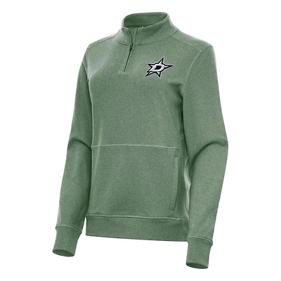 Women's Antigua Hunter Green Dallas Stars Crush Quarter-Zip Fleece Sweatshirt