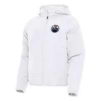Women's Antigua White Edmonton Oilers Universe Full-Zip Puffer Jacket