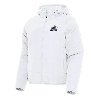 Women's Antigua White Colorado Avalanche Universe Full-Zip Puffer Jacket