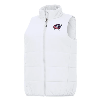 Women's Antigua White Columbus Blue Jackets Experience Full-Zip Vest