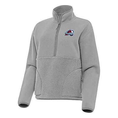 Women's Antigua Gray Colorado Avalanche Figure Half-Zip Pullover Sweatshirt