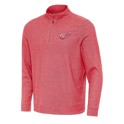 Men's Antigua Heather Red Detroit Red Wings Subtle Quarter-Zip Sweatshirt