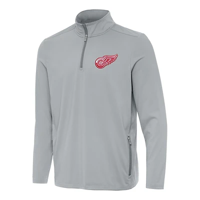 Men's Antigua  Gray Detroit Red Wings Perilous Quarter-Zip Sweatshirt