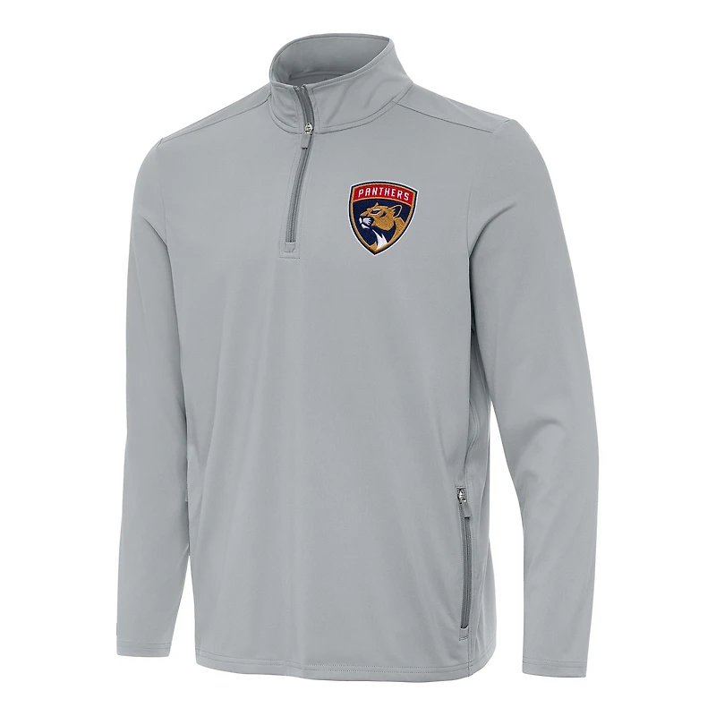 Men's Antigua Gray Florida Panthers Perilous Quarter-Zip Sweatshirt