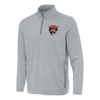 Men's Antigua Gray Florida Panthers Perilous Quarter-Zip Sweatshirt