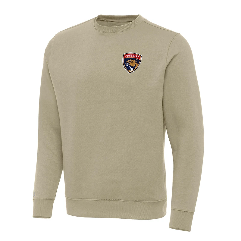 Men's Antigua Khaki Florida Panthers Victory Crewneck Pullover Sweatshirt
