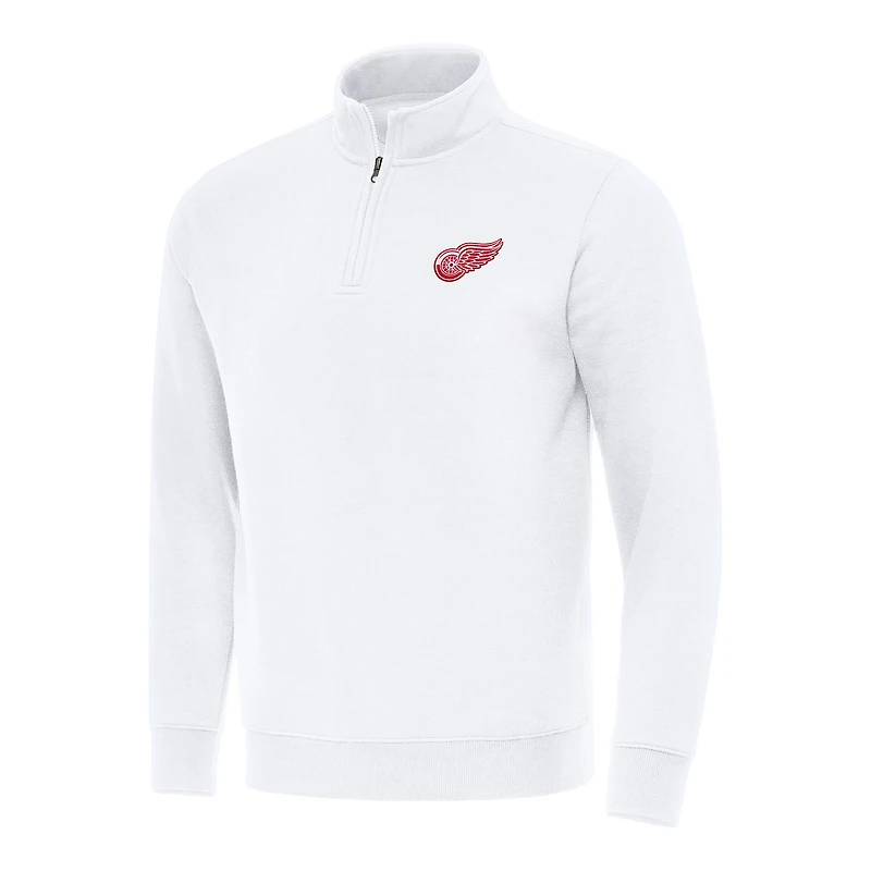 Men's Antigua White Detroit Red Wings Victory Quarter-Zip Mock Sweatshirt