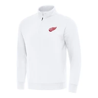 Men's Antigua  White Detroit Red Wings Victory Quarter-Zip Mock Sweatshirt
