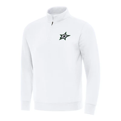 Men's Antigua  White Dallas Stars Victory Quarter-Zip Mock Sweatshirt