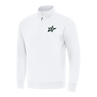 Men's Antigua  White Dallas Stars Victory Quarter-Zip Mock Sweatshirt