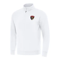 Men's Antigua  White Florida Panthers Victory Quarter-Zip Mock Sweatshirt