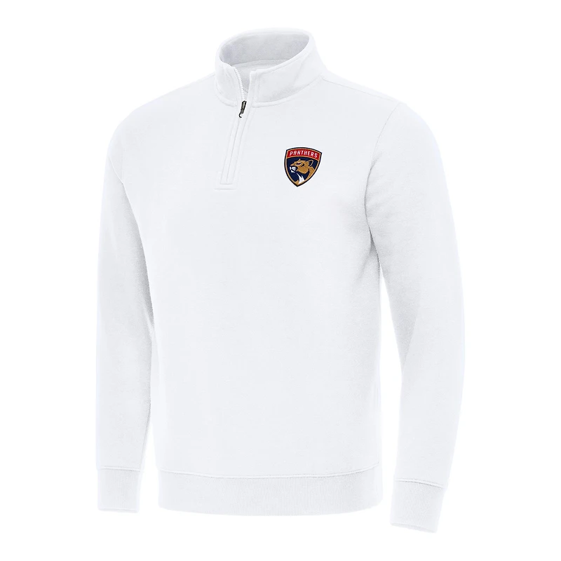 Men's Antigua White Florida Panthers Victory Quarter-Zip Mock Sweatshirt