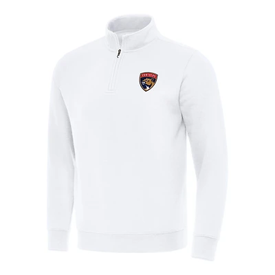 Men's Antigua  White Florida Panthers Victory Quarter-Zip Mock Sweatshirt
