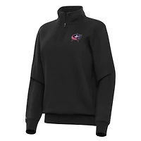 Women's Antigua Black Columbus Blue Jackets Victory Quarter-Zip Sweatshirt
