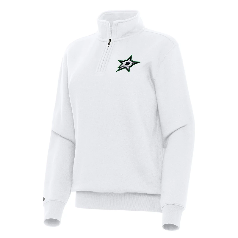 Women's Antigua White Dallas Stars Victory Quarter-Zip Sweatshirt