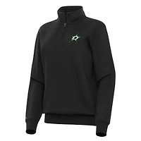 Women's Antigua Black Dallas Stars Victory Quarter-Zip Sweatshirt