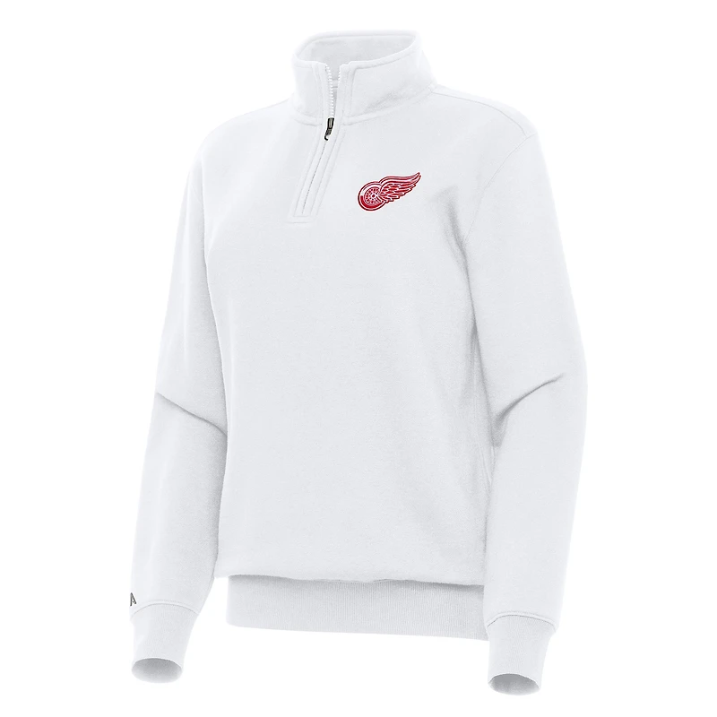 Women's Antigua White Detroit Red Wings Victory Quarter-Zip Sweatshirt