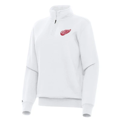 Women's Antigua White Detroit Red Wings Victory Quarter-Zip Sweatshirt