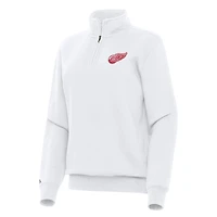 Women's Antigua White Detroit Red Wings Victory Quarter-Zip Sweatshirt