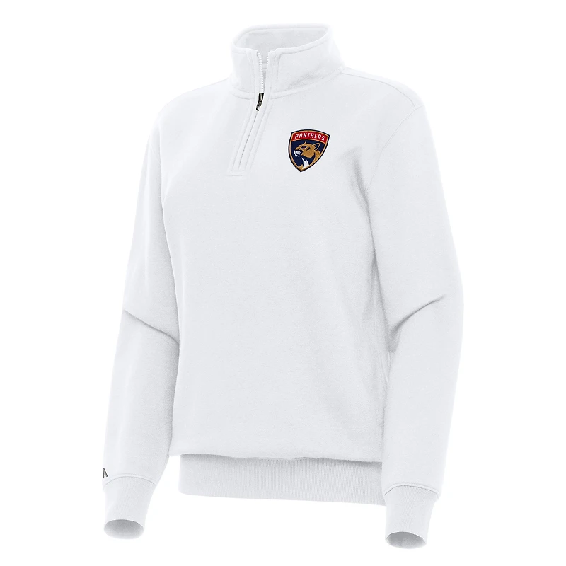 Women's Antigua White Florida Panthers Victory Quarter-Zip Sweatshirt