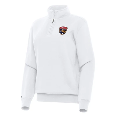 Women's Antigua White Florida Panthers Victory Quarter-Zip Sweatshirt